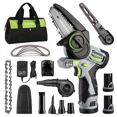 Buy Cordless Detail Belt Sander Mini Chain Saw Electric Blower 3-in-1 Power Tool Kit • 89.99$