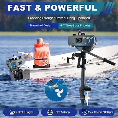 Buy 2 Stroke 3.5 HP Outboard Motor Inflatable Fishing Boat Engine Water Cooling CDI • 212$