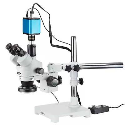 Buy AmScope 3.5X-90X Simul-Focal Trinocular Zoom Stereo LED Microscope +1080p Camera • 1,360.99$