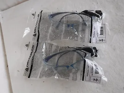 Buy (2) Delta Plus Helium 18 Ultralight Metal Detectable Safety Glasses Blue Lens • 13.59$