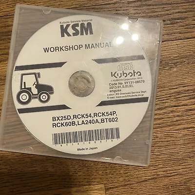 Buy Kubota Bx25d Rck54 La240a Bt602 Tractor Service Repair Workshop Manual Cd • 41.40$