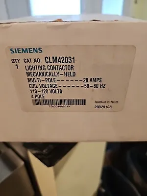 Buy Siemens 20amp 4pole Mech Held Lighting Heating Contactor Clm1b04120 120vcoil Nib • 375$