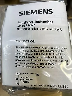 Buy New Siemens Cerberus Pyrotronics PS-5N7 315-092729 MXL Network Interface Module • 495$