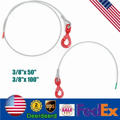 Buy 3/8''*50inch/100inch Winch Cable Self Locking Swivel Hook Tow Truck Flatbed • 50$