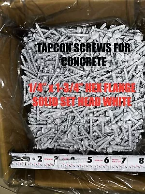 Buy 500 TAPCON Screws Anchors For Concrete 1/4” X 1-3/4” Hex Flange Solid Head White • 89.99$