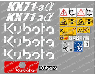 Buy Kubota Kx71-3 Mini Digger Complete Decal Set With Safety Warning Signs • 57.94$