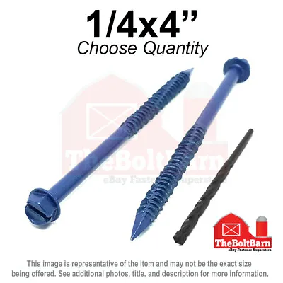 Buy 1/4x4  Slotted Hex Washer Head Phillips Diamond Tip Concrete Screws Blue • 15.29$