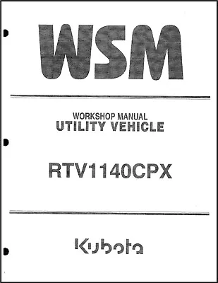 Buy Side By Side Workshop Service Repair Manual Kubota Rtv1140cpx • 37$