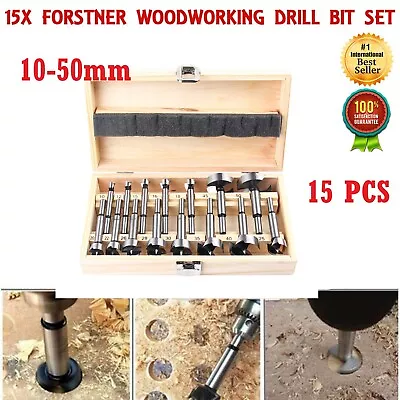 Buy 15pcs Set Woodworking Forstner Wood Drill Bits Set Boring Hole Saw Cutter Tools • 87.29$
