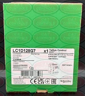 Buy Schneider Electric LC1D128G7 120V 25A IEC Contactor New In Box USA Stock • 66.66$