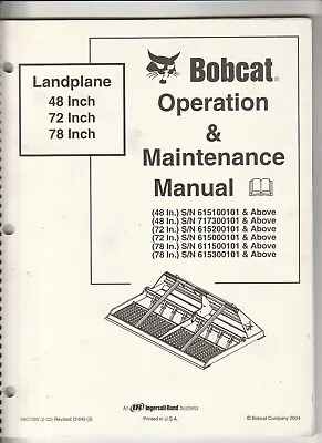 Buy Bobcat Landplane 48 , 72 , 78  Operation & Maintenance Manual • 11.25$