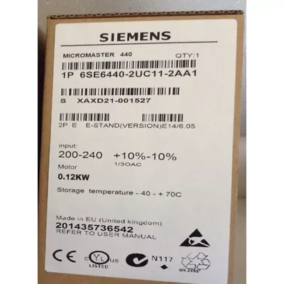 Buy New Siemens 6SE6440-2UC11-2AA1 6SE64402UC112AA1 MICROMASTER440 Without Filter • 329.75$