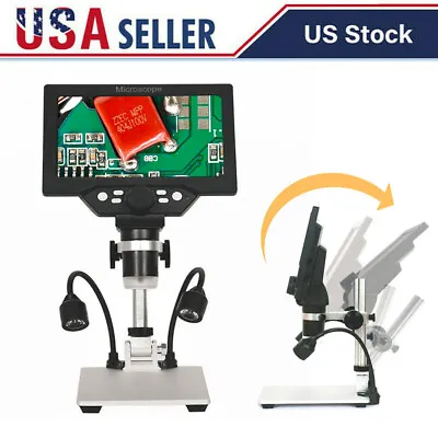 Buy G1200 Digital Microscope 7  Large Color Screen LCD 12MP 1-1200X Magnifier P9D2 • 73.99$