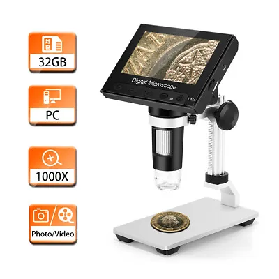 Buy TOMLOV 4.3 In 1000X LCD Digital Microscope FHD 1080P Coin Microscope 32GB 2MP • 47.92$