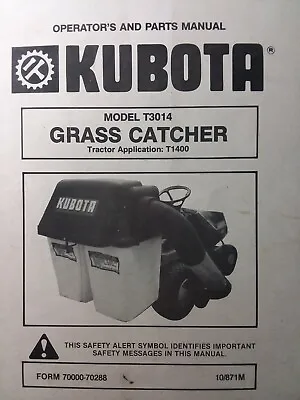 Buy Kubota T1400 Tractor Lawn Mower Grass Catcher T3014 Owner & Parts Manual • 33.14$