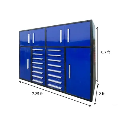 Buy Steelman Tool Chest Cabinet Work Bench 7' 16 Drawer Garage Storage Cabinets  F/S • 4,276.09$