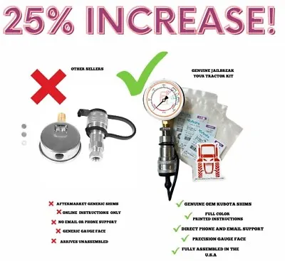 Buy *KUBOTA B (2016 And Older BX) Pressure BOOST Kit W/Gauge Hydraulic Shims + 25%!* • 79.97$