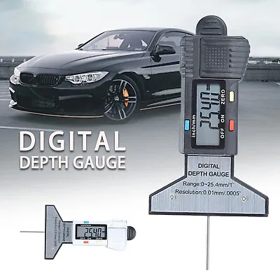 Buy Digital Depth Gauge 0-25mm LCD Caliper Measure Tire Depth Stainless Steel Ruler • 12.98$