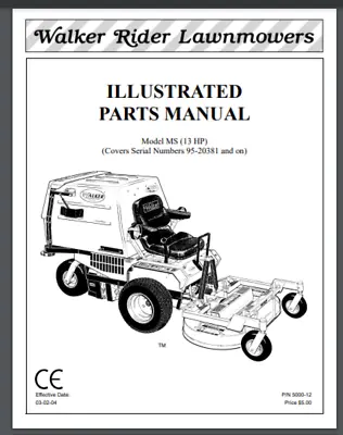 Buy Walker Mower 2004 MS Parts Manual 60136 - 78321 56 Pages Comb Bound Gloss Cover • 24.99$