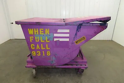 Buy Wright 10099 Self Dumping Hopper 3/4 Yard Forklift Dumpster Casters Lid Purple • 949.99$