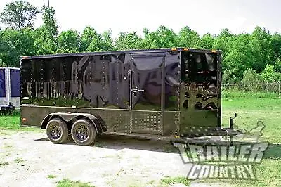 Buy NEW 2024 Elite Series 7 X 16 V-Nose Enclosed Cargo Trailer W/ Black Out Package • 1$