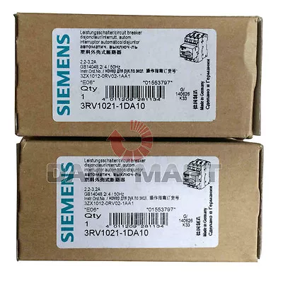 Buy Siemens Circuit Breaker 3RV1021-1DA10 Motor Starter Adjustable AMP Range 2.2-3.2 • 104.70$
