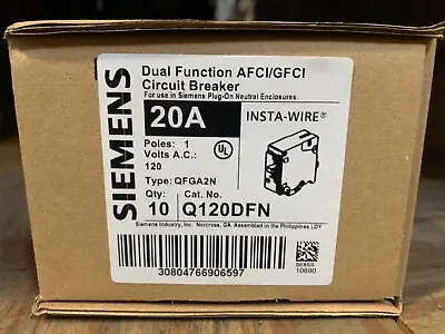 Buy 2 Siemens Q120dfn Plug-on Neut.dual Fuction Afc/gfci Gfi Circuit Breakers. New • 99.99$