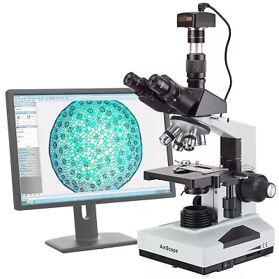 Buy AmScope 40X-2000X Lab Clinic Veterinary Trinocular Microscope With 8MP Camera • 612.99$
