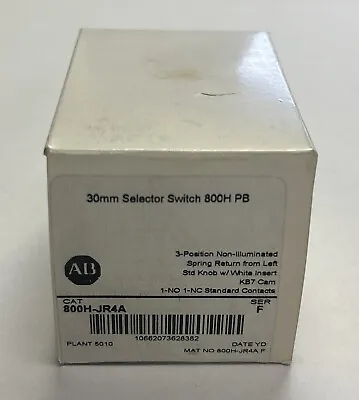 Buy Allen Bradley 800h-jr4a Ser F 3-position Selector Switch New Sealed • 65$