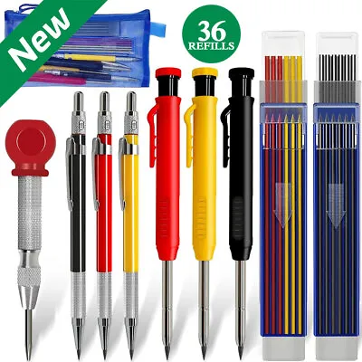 Buy Carpenter Mechanical Woodworking Pencils Set Kit 36 Marker Refills Scriber Tool • 29.35$
