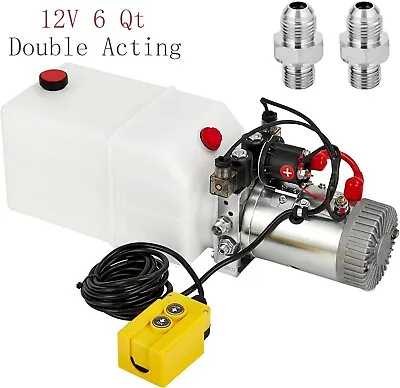Buy 6 Qt  Car Lift Hydraulic Pump Dump Trailer Power Unit Double Action Plastic 12v • 219.99$