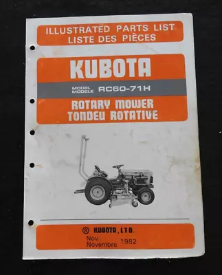 Buy GENUINE 1980s KUBOTA B7100 TRACTOR  RC60-71H MOWER DECK  PARTS CATALOG MANUAL • 22.95$