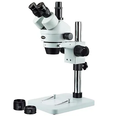 Buy AmScope 3.5X-90X Zoom Trinocular Stereo Microscope With Table Pillar Stand • 424.99$
