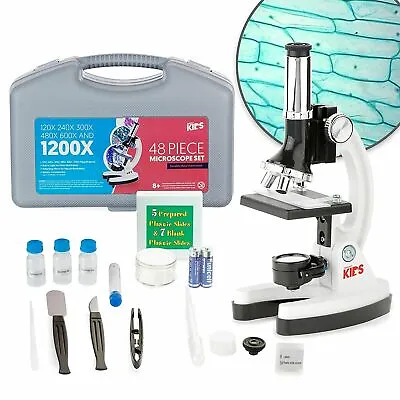 Buy AMSCOPE 48pc Starter 120x-1200x Compound Microscope Science Kit For Kids - NEW • 39.99$