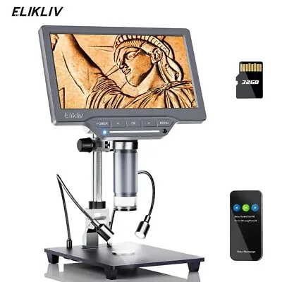 Buy Elikliv 7  IPS Digital Microscope 1200X 12MP Full Coin View Magnifier EDM201 SE • 95.29$