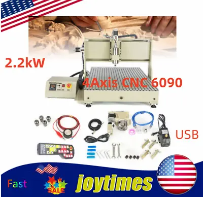 Buy 2.2kW USB Engraving Machine CNC 6090 Router 4 Axis Engraver Milling & Controller • 2,127.05$