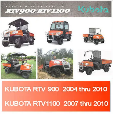 Buy Kubota RTV 1100-900 Factory Digital Service Manual Repair 2004 To 2010 PDF CD !! • 11.64$