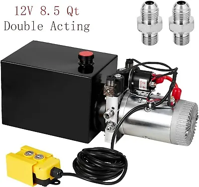 Buy 8.5Qt Car Lift Hydraulic Pump Dump Trailer Electric Power Unit Double Action 12V • 218.49$