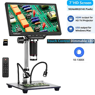 Buy TOMLOV HDMI Digital Microscope 1080P 1200X Coin Magnifier Soldering Scope 32GB • 101.99$
