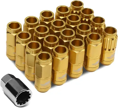 Buy 7075 Aluminum Gold M12 X 1.5 16Pcs L: 50Mm Open End Lug Nut W/4Pcs Lock+Key • 67.99$