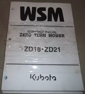 Buy Kubota Zd18 Zd21 Zero Turn Mower Service Shop Repair Workshop Manual • 69.99$
