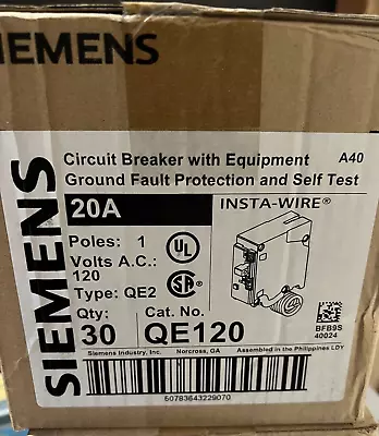 Buy 30 X Siemens Ground Fault   Circuit Breaker QE120 20Amp 1P 120V  NEW In Box • 750$