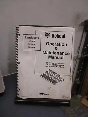Buy Bobcat Landplane 48 72 78  Inch Operation & Maintenance Manual  • 20$
