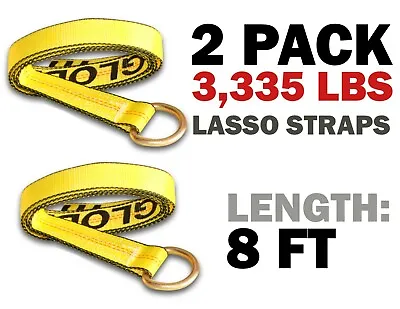 Buy 2 Pc Lasso Strap 2  X 8' With D Ring For Wheel Tire Tie Down Car Carrier Trailer • 19.99$