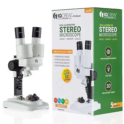 Buy IQCrew Science Discovery 20X-50X Dual-Illumination Stereo Microscope & Tool Kit • 69.99$