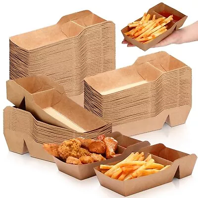 Buy 200 Pack Kraft Paper Food Trays 1LB Disposable Food Boats Nacho Tray 2 Compar... • 55.67$