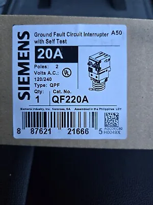 Buy SIEMENS 20 Amp 2 Pole GFCI Breaker W/self Test • 84.99$
