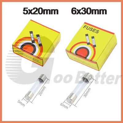 Buy 0.5amp - 30amp 250V Glass Fuse Fast Blow L 20mm X 5mm L 30mm X 6mm - Pack Of 100 • 49.55$