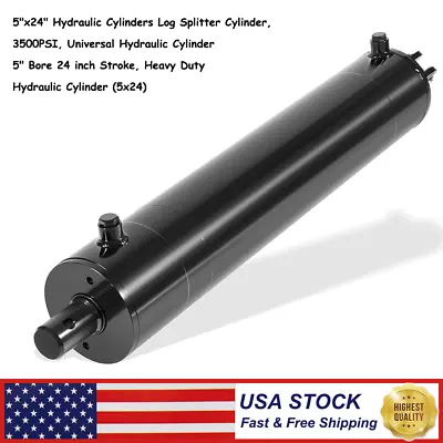 Buy 5 X24  Log Splitter Hydraulic Cylinders Double Acting 5  Bore 24  Stroke 2  Rod • 438.99$