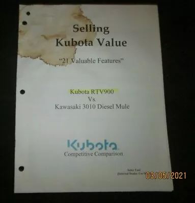 Buy KUBOTA RTV 900 Vs. KAWASAKI 3010 DIESEL MULE  UTILITY VEHICLES ATV BROCHURE • 10.92$